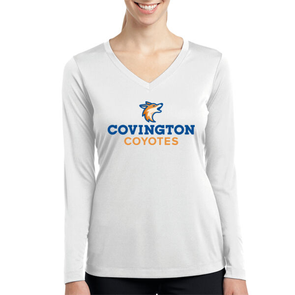 Covington Coyotes Ladies Long Sleeve PosiCharge Competitor V Neck Tee Thumbnail